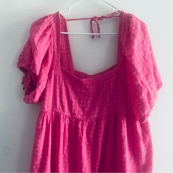 Pilcro by Anthropologie Pink Square-Neck Textured Babydoll Dress - Picture 8 of 15